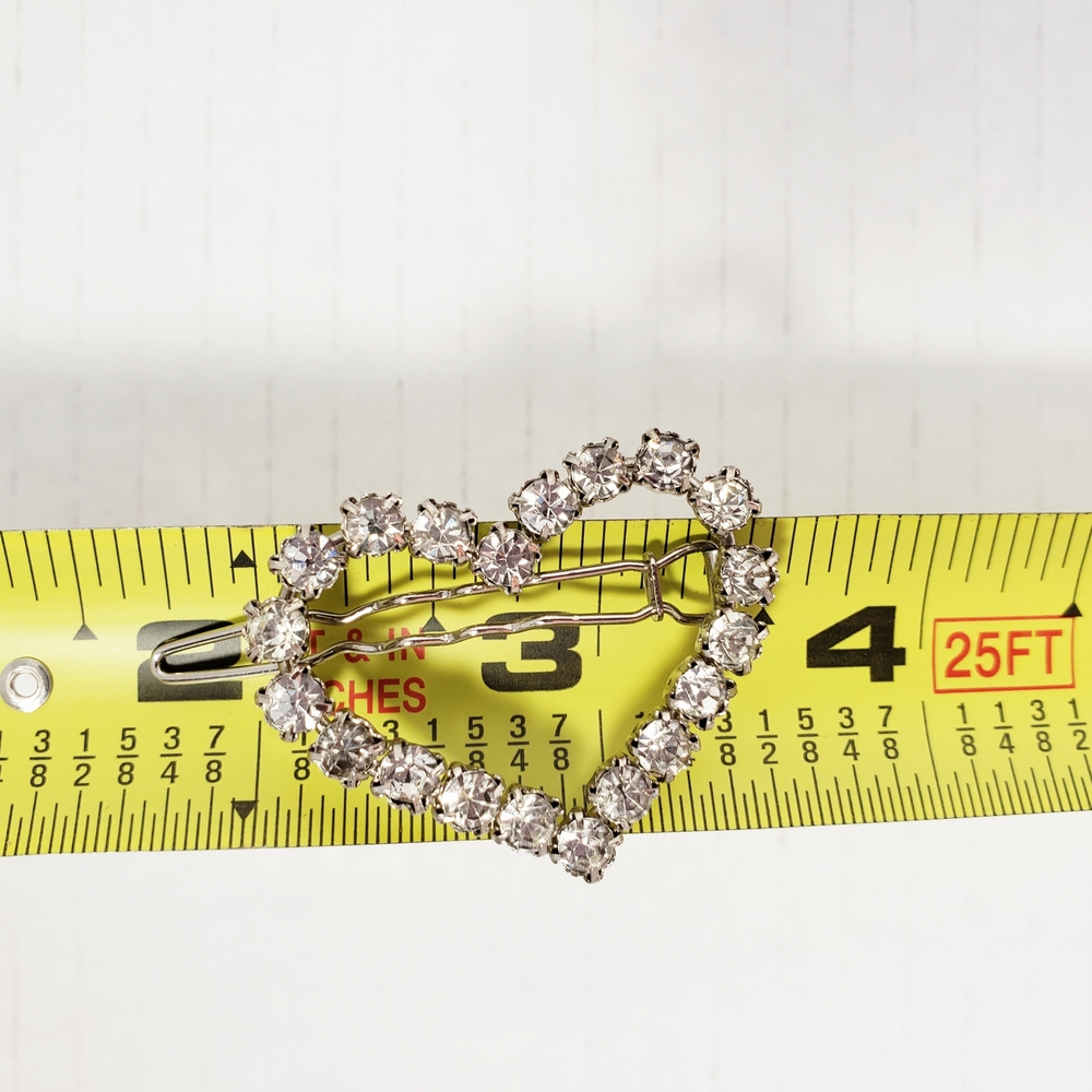 Rhinestone Crystal Heart-Shaped Hair  Barrette Vintage